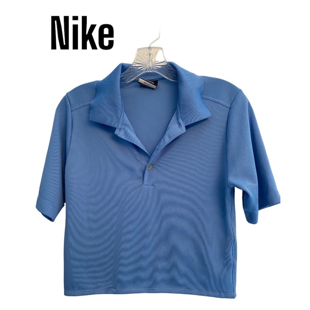 Nike Golf Polo Shirt Cropped Short Sleeve Blue M